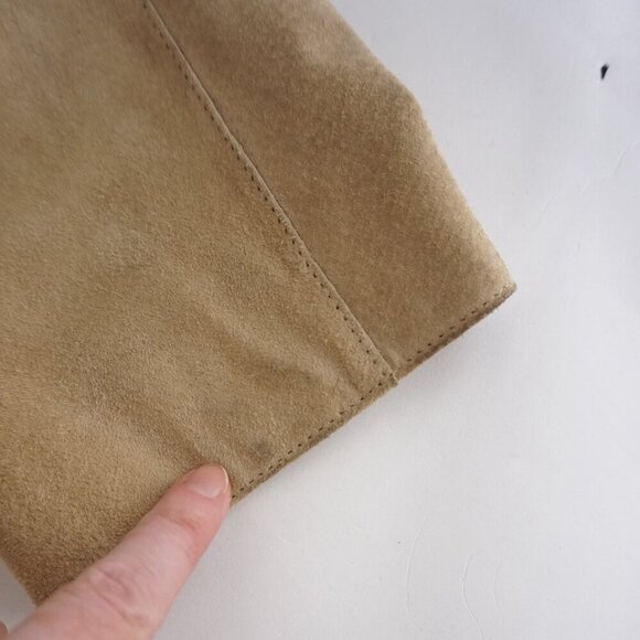 Vintage Denver Hayes Beige 100% Suede Leather Button Up Blazer Jacket 2Xl - Picture 13 of 15